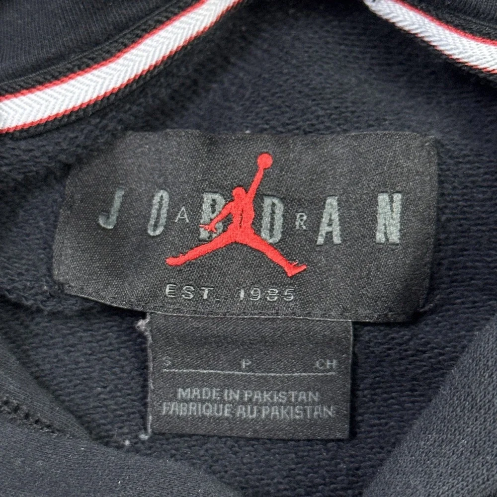 Nike Air‎ Jordan Hoodie Mens Small Black Pullover Hooded Pockets Graphic
